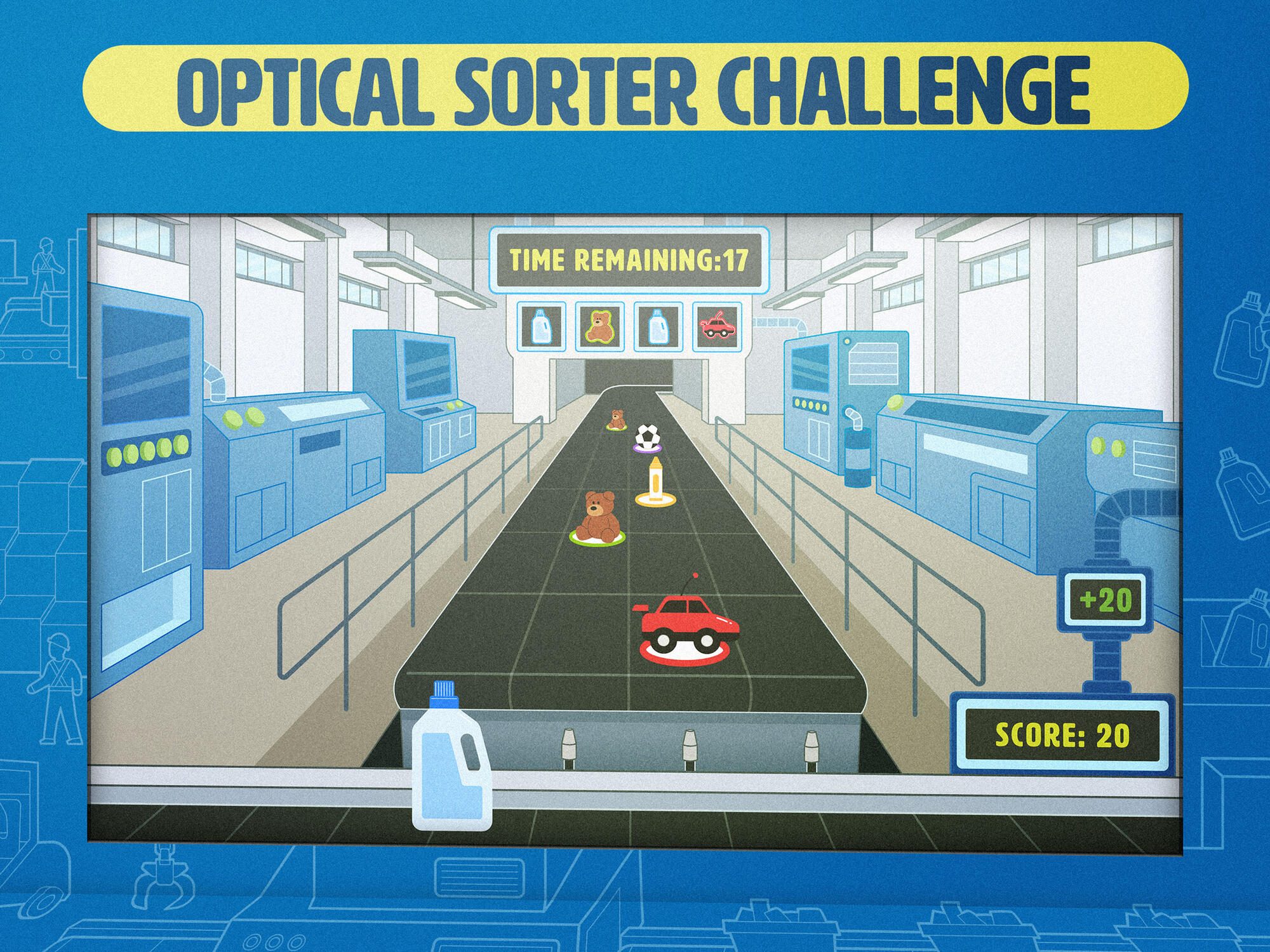 UI para game e ilustração vetorial de cenário para a IX Labs, organizadora da exposição interativa “Science World” da Recycle BC