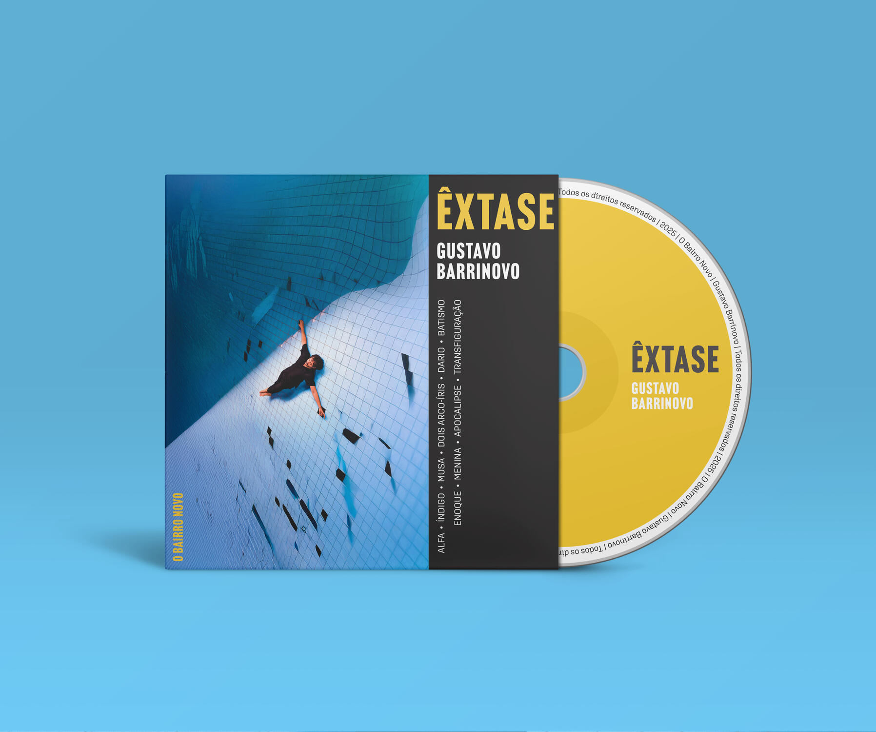 Êxtase – design e edição de imagem para a capa do Álbum "Êxtase" do cantor Gustavo Barrinovo. Fotografia de Sarah dos Santos