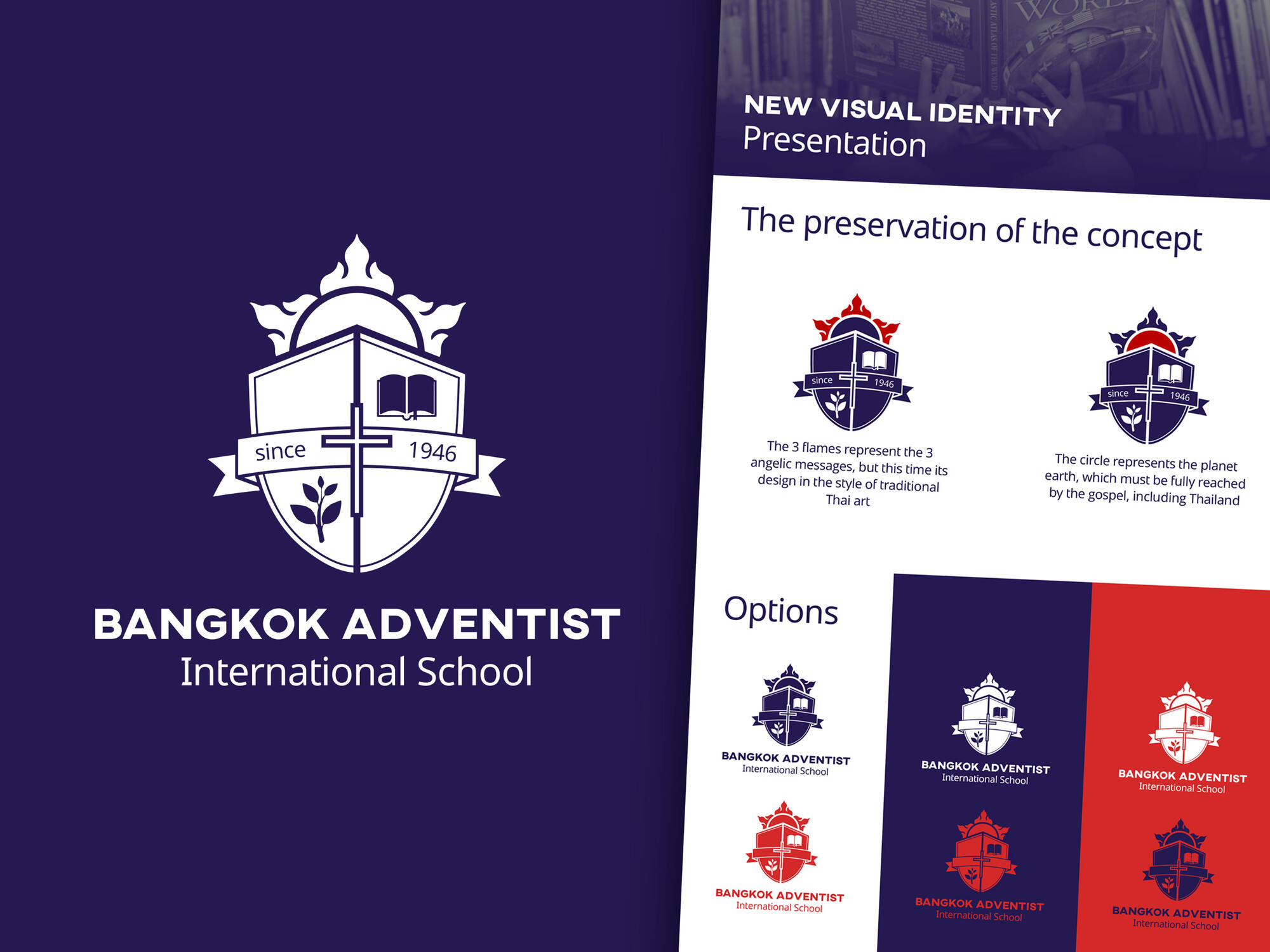 proposta de Identidade visual criada para a Bangkok Adventist International School