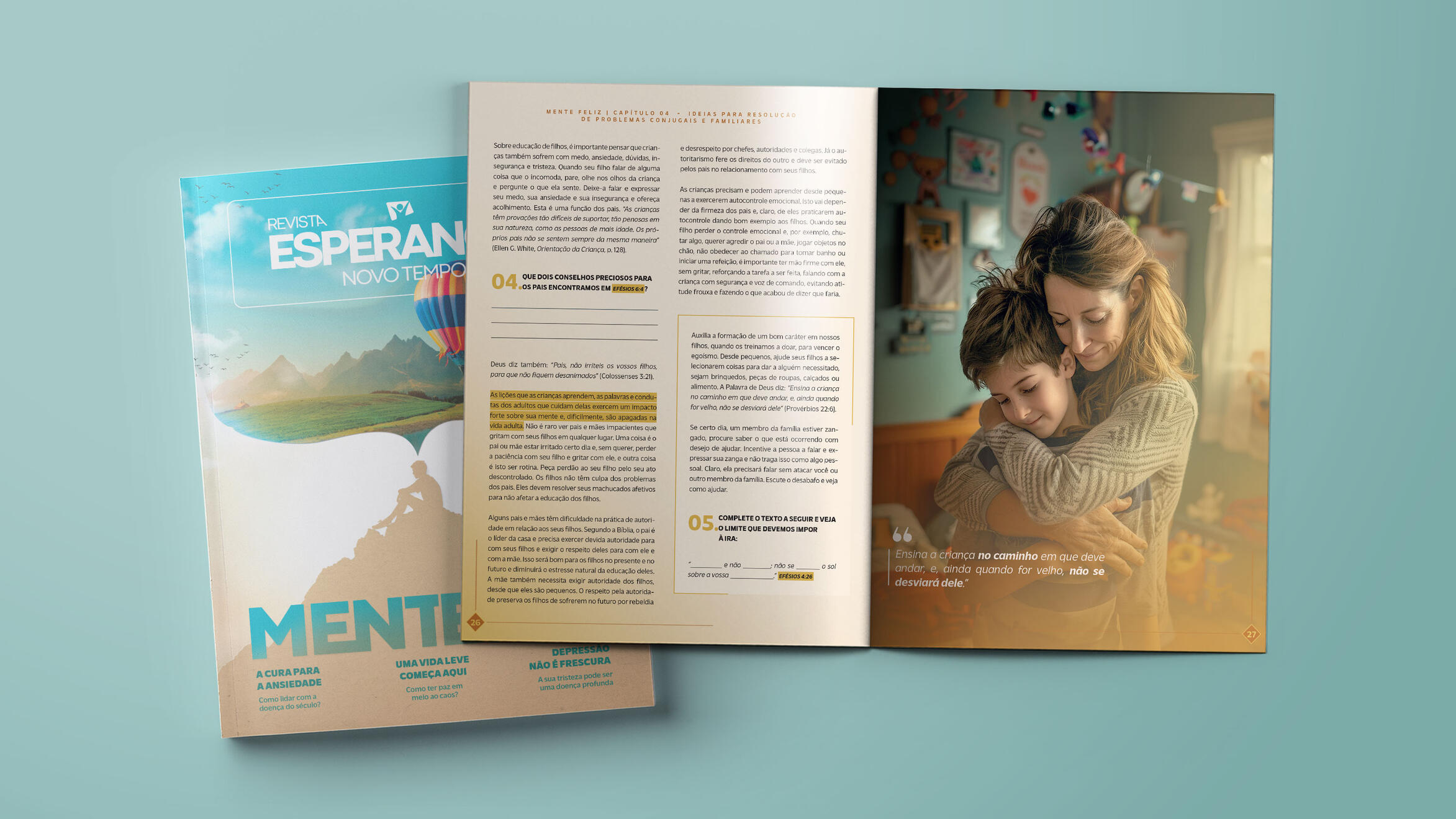 Diagramação da revista "Mente Feliz" da Rede Novo Tempo de comunicação
