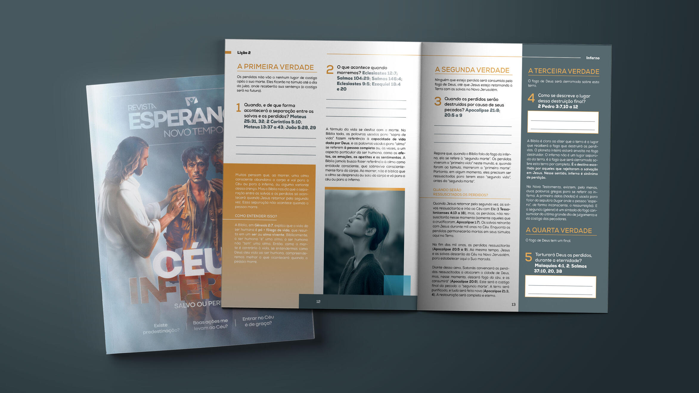 Diagramação da revista "Céu ou Inferno" da Rede Novo Tempo de comunicação
