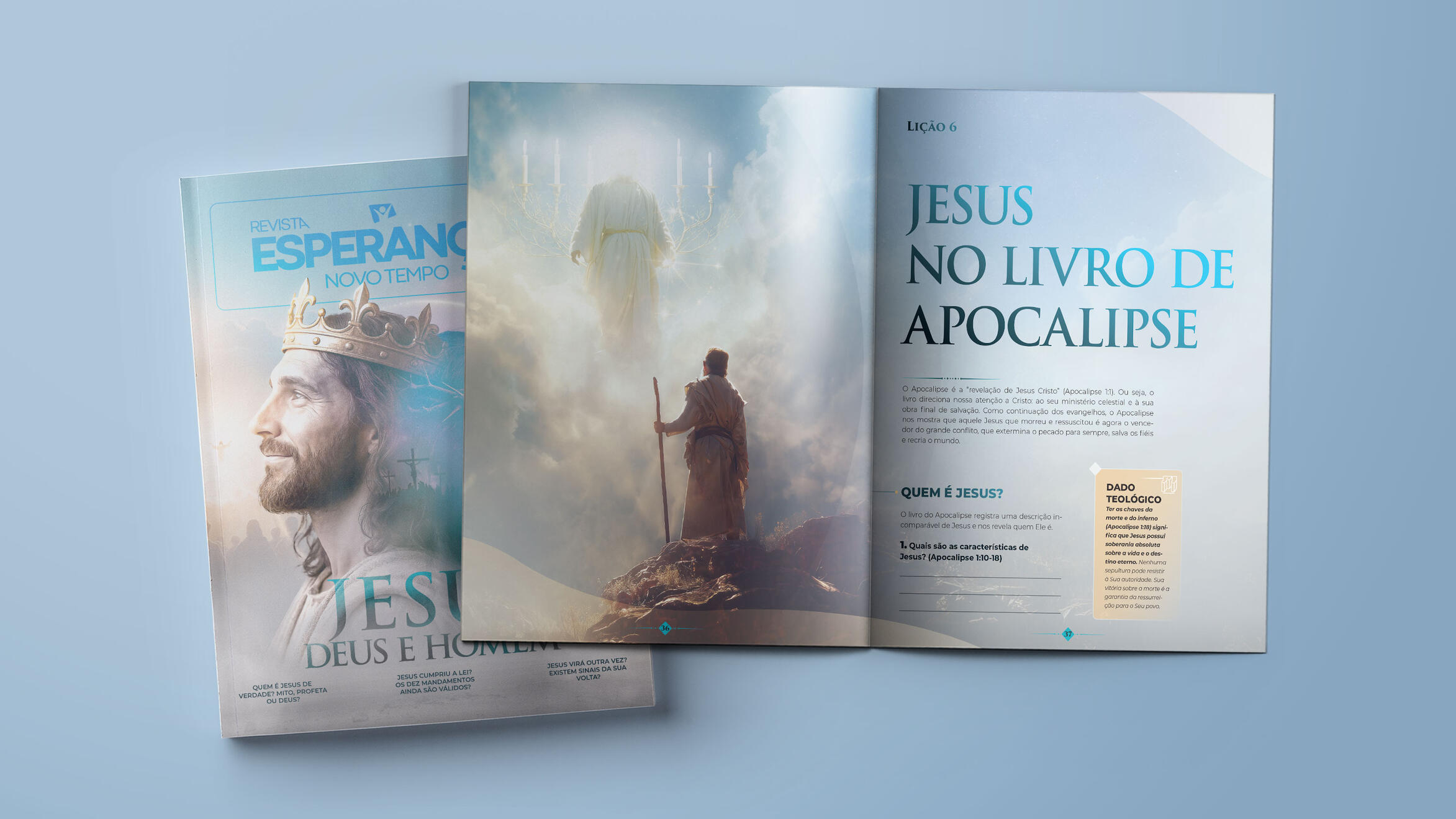 Diagramação da revista "Jesus: Deus e Homem" da Rede Novo Tempo de comunicação